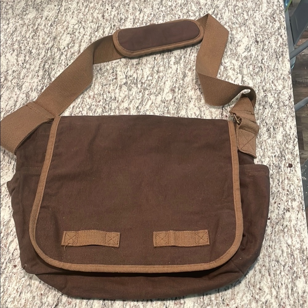 Brown Canvas Messenger Bag